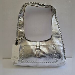 Mango Women's Metallic Silver Shoulder Bag